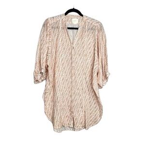 ANTHROPOLOGIE Maeve Yarn Dyed Balloon Sleeve Oversized Tunic size XS